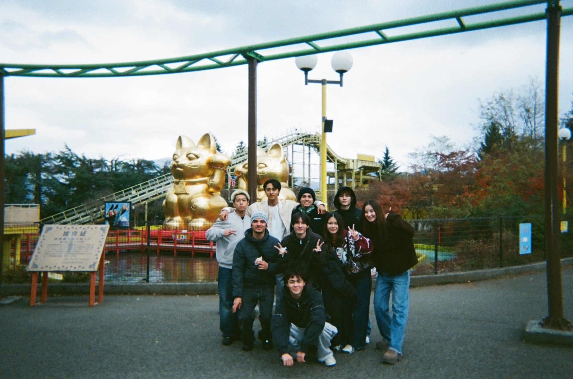 The team and new friends gathered in Japan