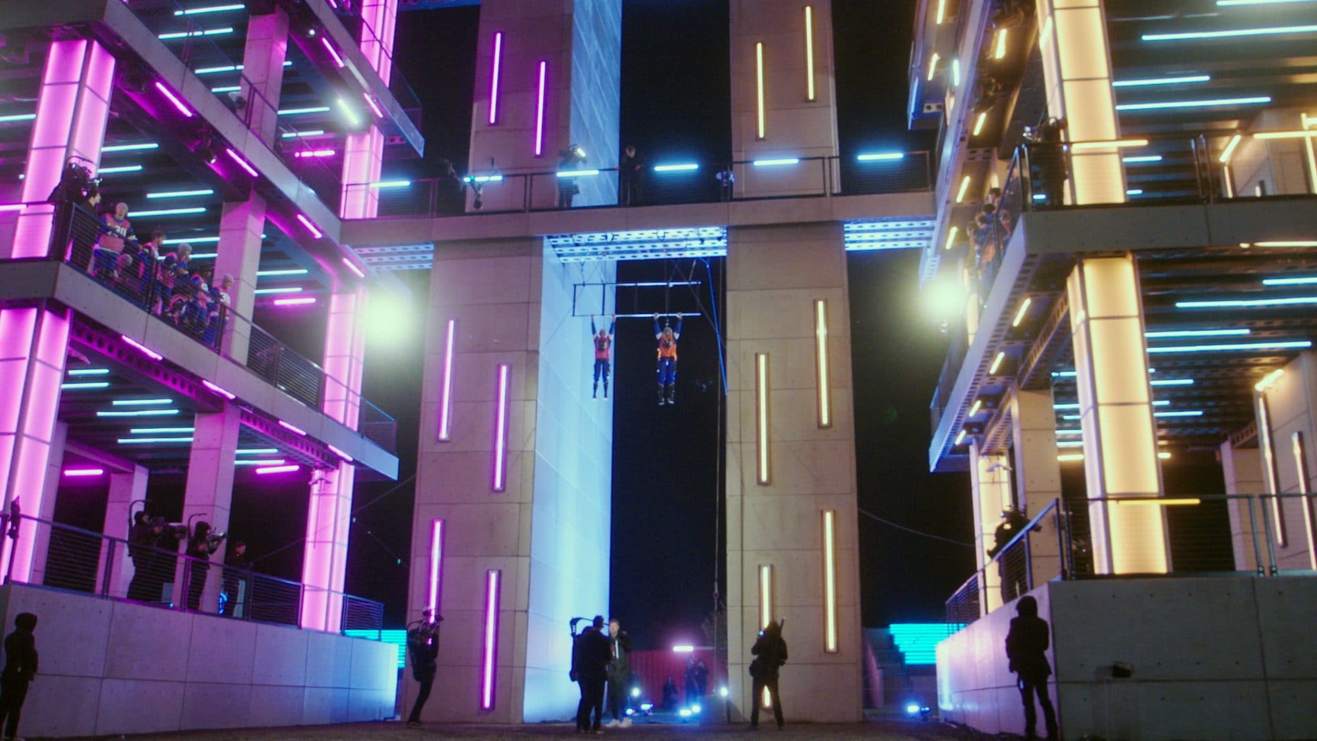 The set of Beast Games at night